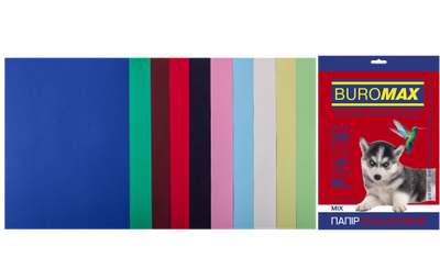 Набір кольорового паперу BM.27211120-99 А4 10 кольорів, 20 арк 80г/м2 DARK+PASTEL (150)