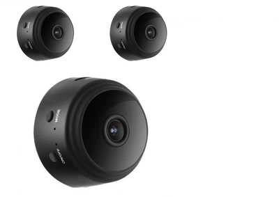Мини Камера ip Видеонаблюдение Wi-Fi FullHD 1080 Action Camera A9 Беспроводная c Датчиком Движения - Ночная Съемка Black Комплект с 3-х камер