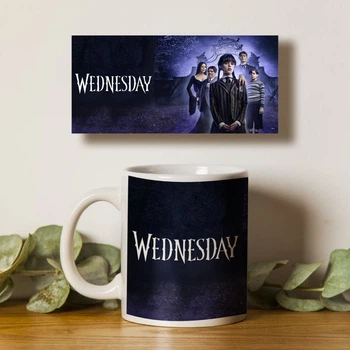Чашка белая 330мл с принтом Венздей Уенсдей Wednesday 3