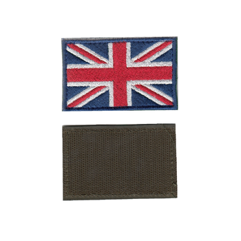 Шеврон нашивка патч на липучке Флаг Британский цветной с синей рамкою, 5см*8см, Светлана-К