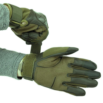 Сенсорные перчатки тактические военные-армейские Military Rangers полнопалые с защитой костяшек, боевые, с закрытыми пальцами XL Оливковый BC-8797
