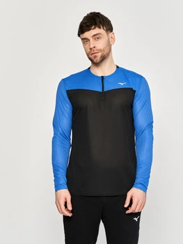 Спортивная кофта мужская Mizuno Dryaeroflow Ls Hz J2Ga255025 L Черная с синим (5059431328219)