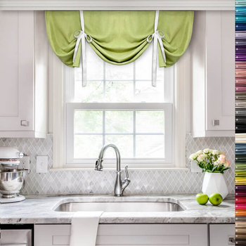 Коротка штора в італійському стилі із зав'язками Adagio Windows Decor Щільна салатова фіранка 1х0,8м