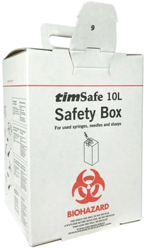 Контейнер картонний для збору та утилізації використаних шприців, голок та гострих предметів TimSafe 10L(83594)