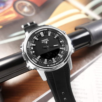 Мужские наручные часы на батарейке CASIO AMW-880-1A Серебро\черный