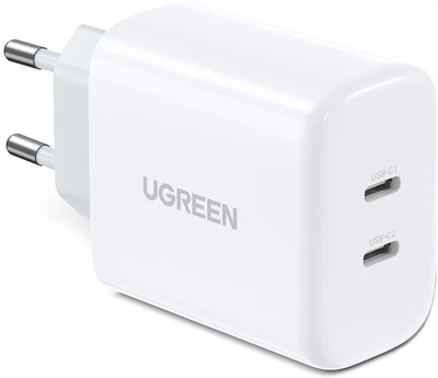 Зарядний пристрій Ugreen CD243 40W PD 2xUSB Type-C Fast Charger White (10343)