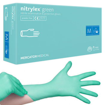 Нитриловые перчатки Nitrylex, плотность 3.5 г. - PF Green - Бирюзовые (100 шт) M (7-8)