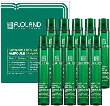 Филлер для волос и кожи головы Floland Biotin Scalp Cooling Ampoule 13 мл х 10 шт (8809708710240)