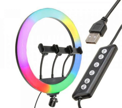 Кільцева LED RGB лампа 36 см з тримачем телефону 3шт, 16 різнокольорових режимів Led RGB MJ 36