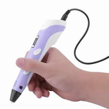 3D ручка c LCD дисплеем и комплектом эко пластика для рисования 3DPen-3 Hot Draw 3 фиолетовая