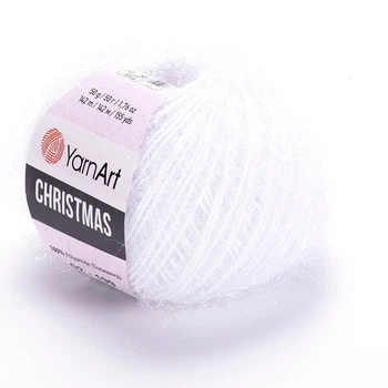 Нитки YarnArt Christmas (ЯрнАрт Кристмас) № 02 пряжа белый фантазийная травка