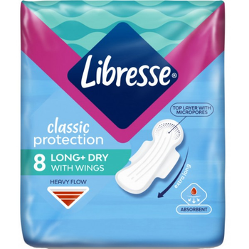 Гігієнічні прокладки Libresse Classic Protection Long Dry Поверхня сіточка, 8 шт