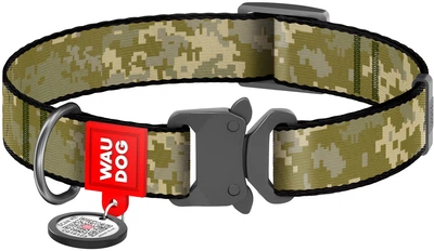 Нашийник для собак нейлоновий WAUDOG Nylon з QR-паспортом малюнок "Мілітарі" металевий фастекс L Ш 25 мм Д 33-49 см (287-4026Collar)