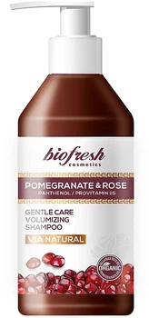 Нежный мицеллярный шампунь для объема "Гранат и Роза" - BioFresh Via Natural Pomergranate & Rose Gentle Care Volumizing Shampoo 250ml (1139802-104401)