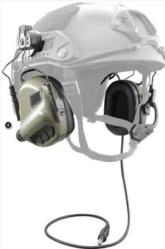 Навушники активні тактичні з кріпленням на каску та мікрофоном EARMOR M32H 22dB Хакі