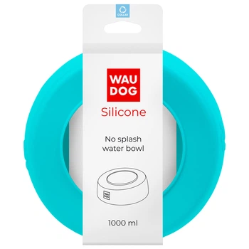 Миска-непроливайка WAUDOG Silicone, 1 л голубой 50792