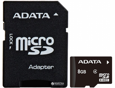 ADATA microSDHC 8GB Class4 + SD-adapter (AUSDH8GCL4-RA1)