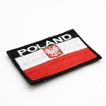 Качественный Шеврон Poland Прапор c Гербом Польши 5*8см, ЗСУ шеврон флаг красный с белым, нашивка с липучкой