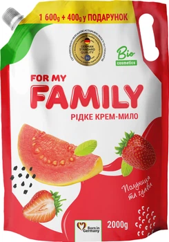 Рідке крем-мило Family Зволожувальне Полуниця-Гуава-Рисова олія 2 л (4260637722959)