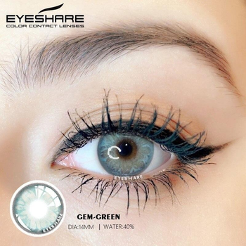 Линзы цветные Eyeshare без диоптрий зелёные Gem Green + контейнер для хранения