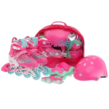 Роликовые коньки Zelart Banwei 168 с защитой размер 31-34 Pink-Mint
