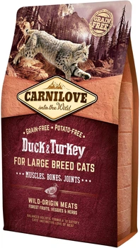 Karma sucha dla dorosłych kotów dużych ras Carnilove Cat Kaczka i indyk Large Breed 2 kg (8595602512768)