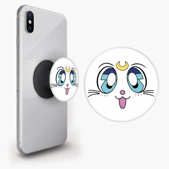 Попсокет (Popsockets) держатель для смартфона Луна Кошки Сейлор Мун (anime Sailor Moon Cats) (8754-2921-BK) Черный