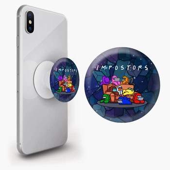 Попсокет (Popsockets) держатель для смартфона Амонг Ас Друзья Самозванцы (Among Us Friends Impostors) (8754-2427-WT) Белый