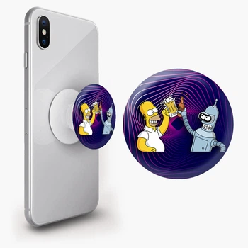 Попсокет (Popsockets) держатель для смартфона Бендер Футурама Гомер Симпсоны (8754-2037-WT) Белый