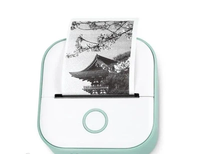 Термопринтер Phomemo T02 WHITE GREEN для печати этикеток наклеек