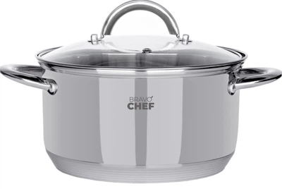 Каструля Bravo Chef нержавіюча сталь 22 см 4,35 л з кришкою (680242)