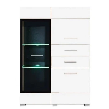 Витрина трехдверная Вушер REG 1W2D2S L/P-900*1275*375 из ДСП и МДФ цвет Белый Gerbor Holding