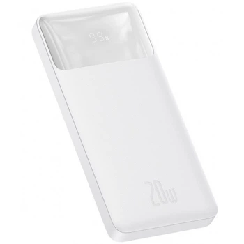 Павербанк 10000 mAh 20W 3A с быстрой зарядкой Power Bank Baseus Bipow Digital Display Портативный аккумулятор внешний аккумулятор 2USB/1Type-C QC Белый (PPDML-L02)