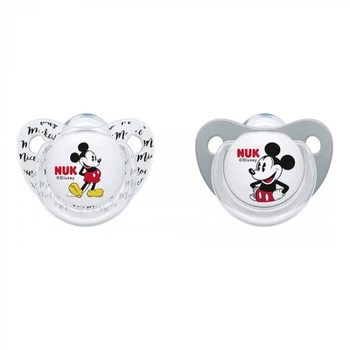 Пустышка Nuk Disney Mickey 0-6 міс. 2 шт.сірий з білим (3953128)