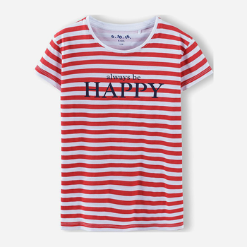 T-shirt dziecięcy dla dziewczynki 5.10.15 Mix And Match 3I4033 104 cm Biały/Czerwony (5902361957748)