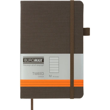 Книга записная Buromax Tweed 125x195 мм 96 листов в линию обложка из искусственной кожи Серая (BM.291263-09)