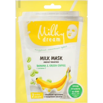 Маска для обличчя Milky Dream тканинна Банан та зелена кава 20 мл (4820205302428)