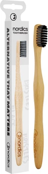 Бамбукова зубна щітка Nordics Bamboo Moso 2800 Середньої жорсткості Чорна щетина (3800500324012)