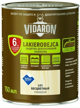 Vidaron - Лакобейц захисно-декоративний для деревини, 0.75 л., L01