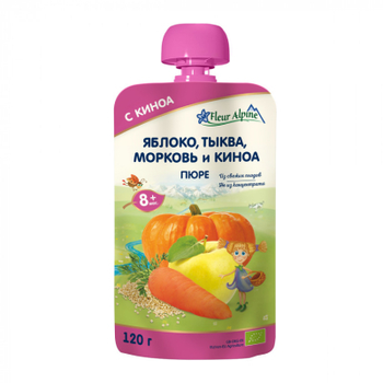 Дитяче пюре Fleur Alpine Яблуко Морква Гарбуз з Кіноа 120 г (1284036)