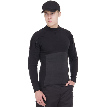 Чоловіча тактична сорочка чорна з довгим рукавом ZEPMA Поліестер Бавовна (TY-7492) XXL