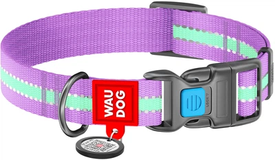 Ошейник для собак нейлоновый WAUDOG Nylon c QR паспортом светящийся/светоотражающий пластиковый фастекс Ш 25 мм Дл 33-49 см (45649Collar)