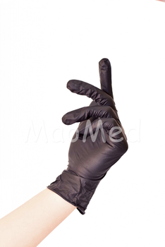 Нітрилові рукавиці Medicom SafeTouch® Premium без пудри текстуровані розмір XS 100 шт. Чорні (5.0 г)