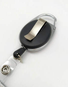 Набір чорних вертикальних бейджів з ректрактором - 3 шт., Black Metallic, бейджики з тримачем-рулеткою, бейджі з рулеткою-брелоком, офісні бейджі з утримувачем, кліп-рулетки Chansin