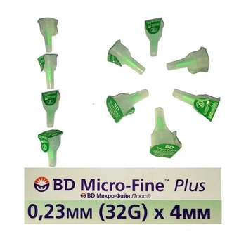 Голки 4 мм для шприц-ручок інсулінових - BD Micro-Fine Plus 32G, 100 шт