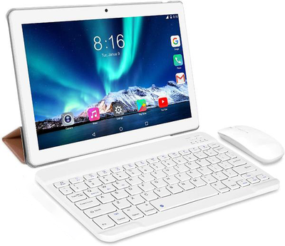 Планшет 10" Full HD Toscido X109 4/64Gb 4 ядра Android 10 5000 mAh Сріблястий + Клавіатура, мишка