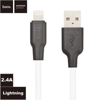 Кабель для заряджання Hoco - X21 Plus Silicone USB на Lightning (1 метр, 2.4А, обплетення TPE, лайтинг) - Чорний Білий