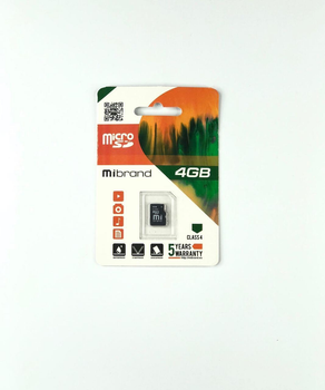 Карта памяти 4 Гб | Mibrand 4GB | Тип microSDHC | Class 4 без адаптера (MICDC4/4GB) KT-FF