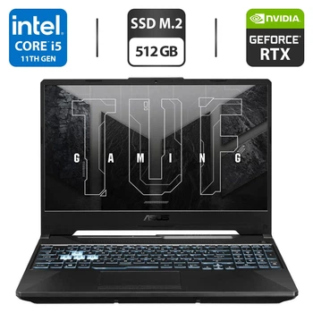 Игровой ноутбук Asus / 15.6" IPS / Core i5-11400H (6(12) ядер по 4.5GHz) / 8GB DDR4 / 512GB SSD M.2 / GeForce RTX 3050, 4GB GDDR6, 128bit / WebCam / HDMI