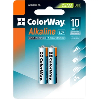 Батарейка AАА/LR03, Лужна Power, СolorWay, BL (2шт.)